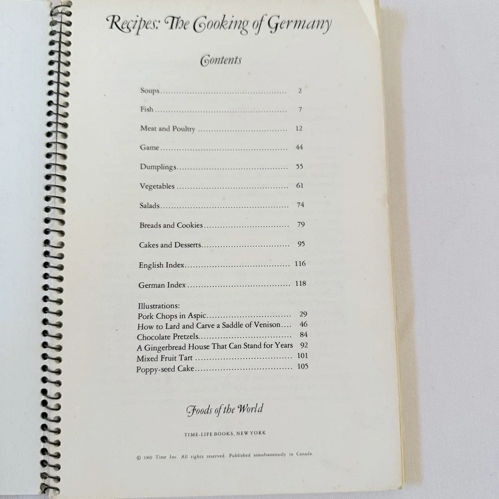 Time Life Foods Of The World Recipes The Cooking of Germany 1969 Spiral Bound